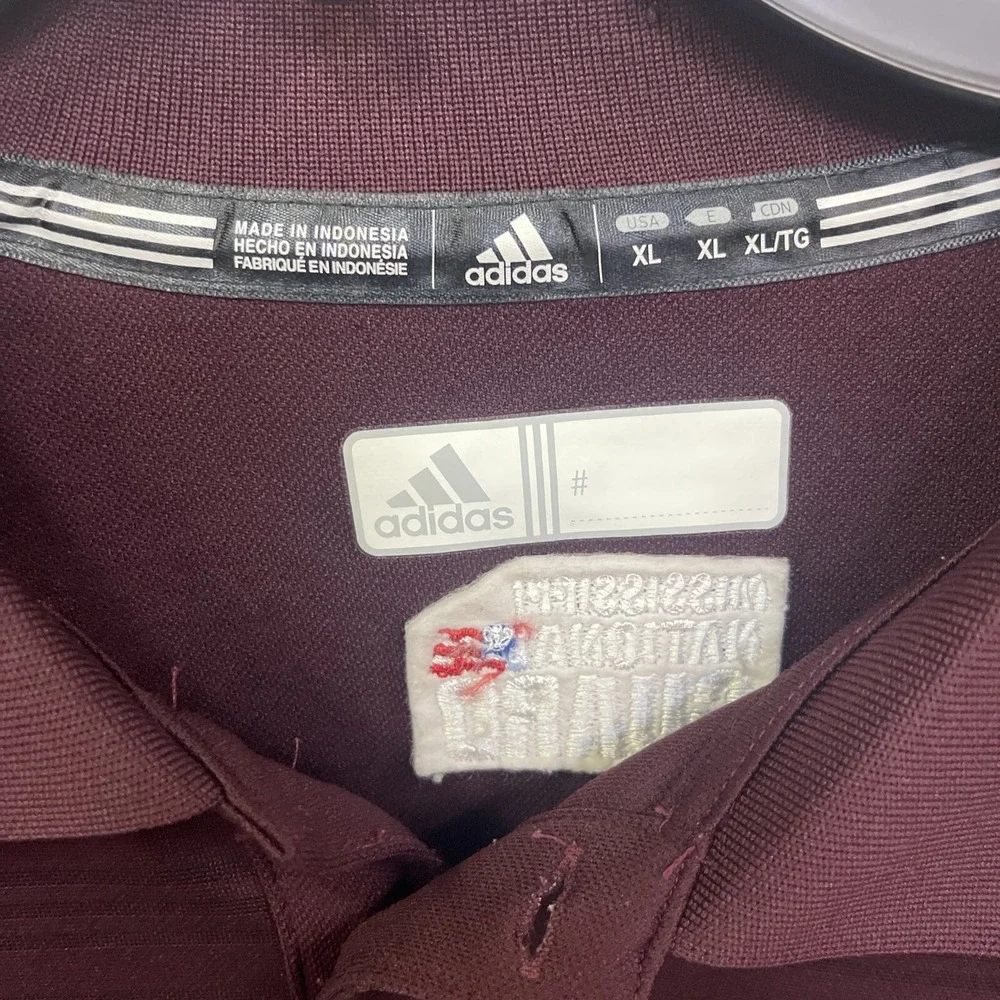 Adidas Shirt Men's XL Maroon Mississippi State Short Sleeve Polo - Picture 3 of 5
